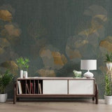 Gold Leaves on Green Peel & Stick Wallpaper - Elegant Removable Wall D¡§?cor for Home and Office B656