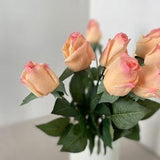 Real Touch Rose Bud Stem - Artificial Flower / FIY Floral / Wedding / Home Decoration / Gifts / Latex / Peach / Light Orange / Set of 3