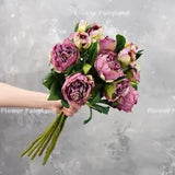Dried Look Peony with Bud - Purple | Artificial Flower | Home Decoration | Gifts