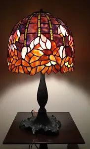 Vtg. Dale Tiffany Stained Glass Table Lamp 21" H Flowering Lotus Water Lily