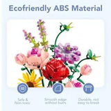 Flower Bouquet Building Kits 11 Artificial Flowers with Vase, 530+ PCS