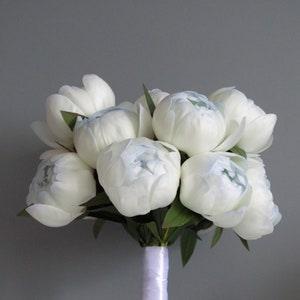 Wedding bouquet with peonies. Author's bouquet of the bride. Wedding bouquet Real Touch Flowers for the bride Delicate wedding bouquet