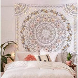 Sketched Floral Medallion Tapestry, Bohemian Mandala Wall Hanging Tapestries, Indian Art Print Mural Home D??cor 59x51 Inches (Mauve)