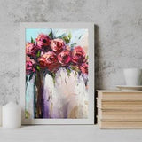 Floral oil painting Rose painting Texture painting painting Pink flower Impasto flowers