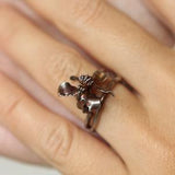 Rare Exotic Orchid ring in purple red colored silver, Orchid flower, lightweight ring, botanical ring unique