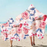 Peony Rose Flower Bird Adult Kids Hooded Beach Towel Pool Swim Surf Holiday Gift