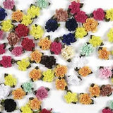 50Pcs Satin Ribbion Flower/With Leaf Carnation Crafts Hairclip Decor Accessories