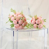 Pink Peony Bouquet Wedding Bridal Bouquets, Ivory , Blue or Pink Peony Colors, Fresh and Minimal Silk Peony Bouquet Junior Flower Bouquet
