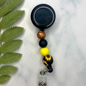 Sunflower Personalized Silicone Bead Badge Reel