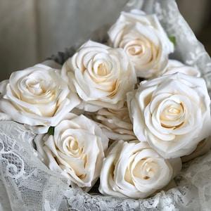 9cm Ivory Rose, Flower Rose Head, High Quality Roses without Stem for Wedding Decoration Bouquets Centerpieces Flowers 10-100pcs