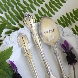Hand Stamped Silver Plated Herb Marker, Green Thumb, Garden Gifts, Plant Markers, Garden Accessories, Garden Decor, Gardening, Summer Sale