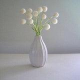 White flower bouquet.  Wool pom pom felted flowers.  Snowdrops, Dandelions.  One dozen rose buds.  Winter decor.  Faux flowers. Vase filler.