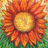 Bold Abstract Floral Sunflower Flower Power 12 x 16 inches Red, Orange, Green, Yellow, Gold Contemporary Painting Floral