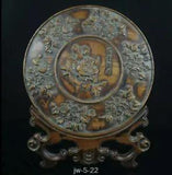 30cm Collect China Ancient Old Boxwood wood Carving Flower peony screen