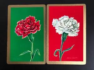 Vintage Swap Playing Cards: Carnations Clove Pink Native Flowers Artist Painting