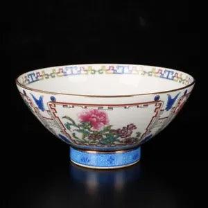 Exquisite china Famile rose porcelain paint in gold bowl painting peony flower