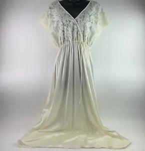 Vintage USA Vanity Fair Satin Carnation Floral House Maxi Dress Women's Size XL