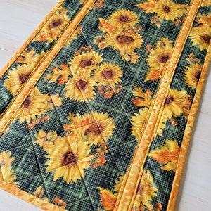 Sunflower Table Runner - 42" x 13.5" -  Autumn Quilted Table Topper