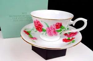 Avon Porcelain Blossom of the Month January Carnation Vintage 2.5" Cup & Saucer