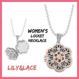 NIB Womens Lily & Lace Flower Locket Necklace