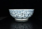 17" old China Porcelain Ming dynasty Blue and white Peony flower pattern bowl
