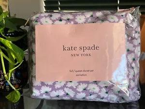 Kate Spade CARNATION LAVENDER Floral Cotton Duvet Cover Set Full Queen NWT