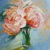 Peony Painting Floral Art Oil Painting Wight Peony Rose Peony Bouquet Flower Original Painting Hand Painted Impasto Art Miniature Wall Art