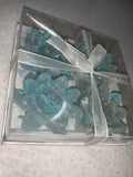 Blue Glitter Pond Lily Flower Shape Floating Candles Dept 46, 4pc Gift Set New
