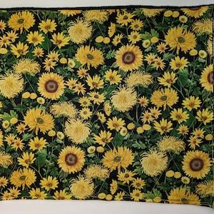 Dish mat for drying dishes - Sunflowers and  Chrysanthemums - Drying Dishes - Kitchen Towel Cotton Plush Terry Cloth in black