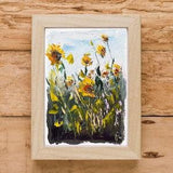 Sunflower painting Miniature painting Impasto flowers Abstract flowers Sunfowers field