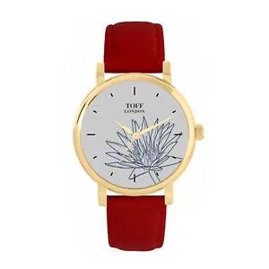 Toff London TLWS-46472 Ladies Blue Water Lilies Flower Watch