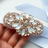 Wrist Corsage Blue Opal Rhinestone Rose Gold Prom Corsage Bracelet Wedding Corsage Bracelet Beaded Bridal Bracelet Bridesmaid Wrist Cuff