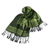 Pa-616-10 Green Base Peony Flowers Patterns Exquisitely Soft Woven Pashmina/S...