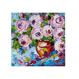 Rose Painting Floral Original Art,Bouquet Pink Flowers Impasto Oil Small Artwork Still life Wall Art 8 by 8 inches