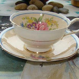 Paragon - Fine Bone China England - Vintage Tea Cup and Saucer - Butter Cream Pink Cabbage Roses and Multifloral Bouquet