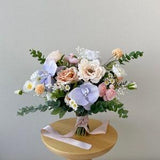 Lilac Purple and Peach Tone Silk Bridal Bouquet, Wedding Bouquet, Silk Flower Bouquet