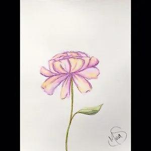 Maria Scalf Floral Flowers Peony ORIGINAL PAINTING Watercolor 9x12 Expressionism