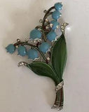 Vintage Trifari Alfred Philippe Lily Of The Valley Enamel Rhinestone Fur Clip