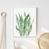 Snake plant art, watercolor snake plant, botanical print, living room decor, snake plant painting, wall hanging, decor, neutral bathroom art
