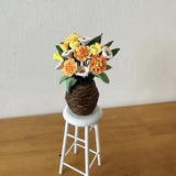 Dollhouse Miniature Flowers 1:12 Scale Carnation Potted Plants Garden Accessory