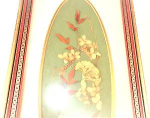 Framed Matted Pressed Flowers Art Wall Decor Wild Flowers 19 x 9" Gold Frame Vtg
