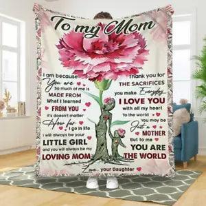 NEW LISTINGPersonalized Carnation Flowers Blanket for Mom Fleece Blanket