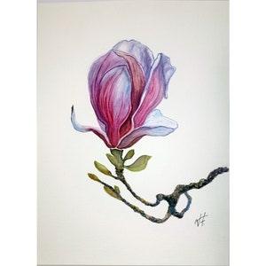 Magnolia Floral Painting Watercolor 100% Handmade Painting 28,5 by 21 cm/ 11 by 8.2 inches Wall Art Home Decor By Viktoriya Filipchenko.