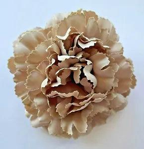 3" Light Taupe Brown Gray Carnation Artificial Silk Flower Hair Clip Autumn