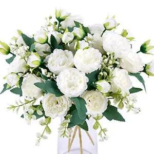 4 Bunches Peony Artificial Flowers White Flowers Silk Peonies Bouquets for