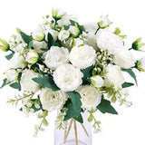 4 Bunches Peony Artificial Flowers White Flowers Silk Peonies Bouquets for