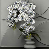 Artificial Blue Orchid Phalaenopsis in Handmade Vase Real Touch Silk Flowers Branch Faux Plant for Indoor Fake potted arranging Centerpiece