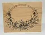 PSX Oval Floral Frame Flowers wood mount rubber stamp K-413 lily rose