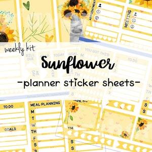 Sunflower Planner Stickers, Happy Planner Stickers, Weekly Planner Sticker Kit, Happy Planner Classic Sticker