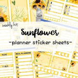 Sunflower Planner Stickers, Happy Planner Stickers, Weekly Planner Sticker Kit, Happy Planner Classic Sticker